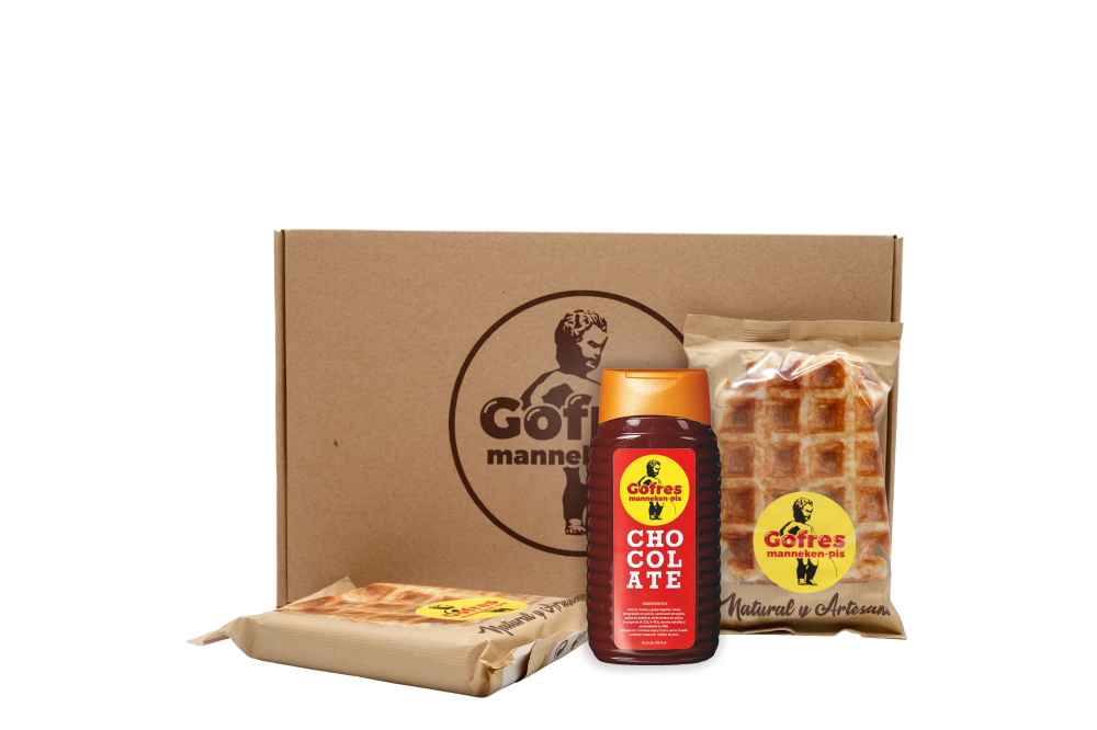 Caixa 12 Gofres + Frasco Chocolate