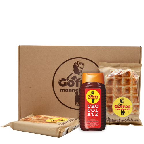 Caixa 12 Gofres + Frasco Chocolate